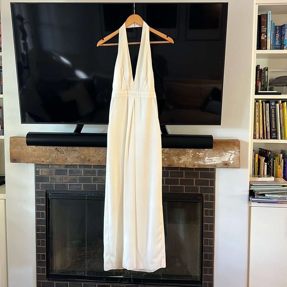 Jill Stuart Cream Halter Jumpsuit